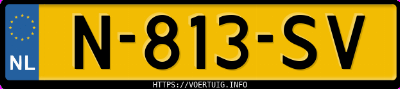 Kenteken afbeelding van N813SV, grijze Ford Mustang Mach-E Standard Range Rwd