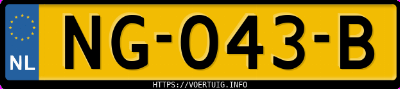 Kenteken afbeelding van NG043B, zwarte Ford Mustang