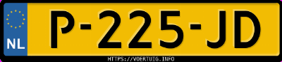 Kenteken afbeelding van P225JD, zwarte Ford Fiesta 1.0 Scti