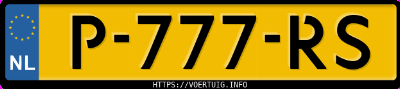 Kenteken afbeelding van P777RS, grijze Ford Mustang Mach-E Extended Range Rwd