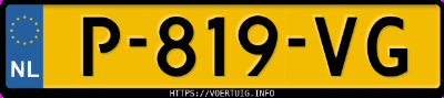 Kenteken afbeelding van P819VG, grijze Ford Mustang Mach-E Extended Range Rwd