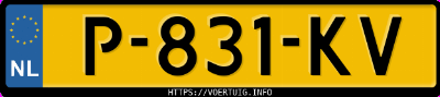 Kenteken afbeelding van P831KV, rode Ford Mustang Mach-E Standard Range Rwd