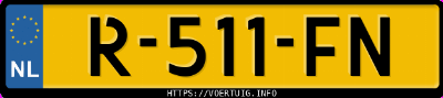 Kenteken afbeelding van R511FN, oranje Ford Transit Connect T230l 1 8tdci 66