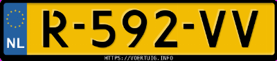 Kenteken afbeelding van R592VV, zwarte Ford Focus 1.0 Scti