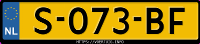 Kenteken afbeelding van S073BF, blauwe Ford Focus 1.0 Scti
