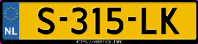 Kenteken afbeelding van S315LK, zwarte Ford Focus 1.0 Scti