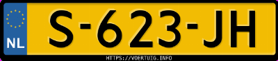 Kenteken afbeelding van S623JH, zwarte Ford S-MAX 1.5 Scti
