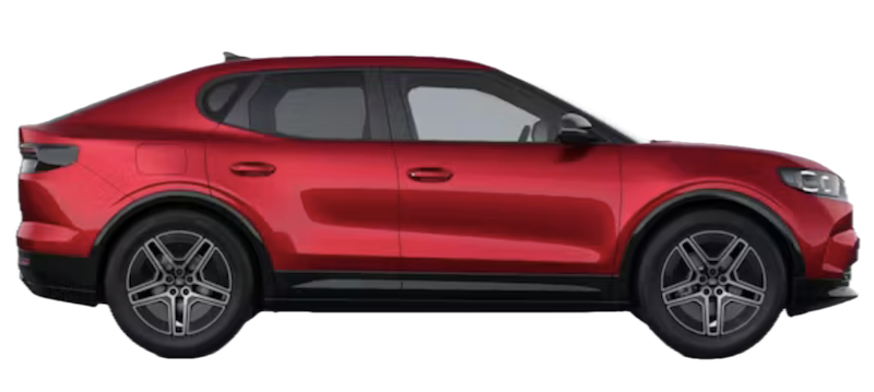 Afbeelding van JKF62D, rode Ford Capri Extended Range Rwd mpv