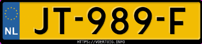 Kenteken afbeelding van JT989F, grijze Honda Jazz 1.3i