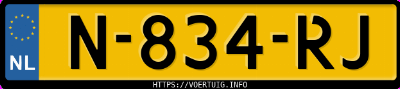 Kenteken afbeelding van N834RJ, grijze Honda Jazz