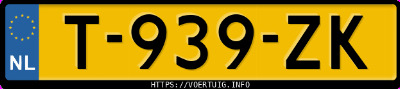 Kenteken afbeelding van T939ZK, witte Honda HR-V