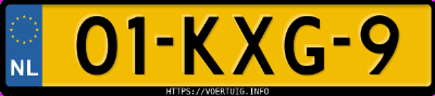 Kenteken afbeelding van 01KXG9, blauwe Hyundai I 10