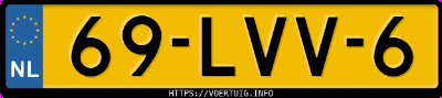 Kenteken afbeelding van 69LVV6, zwarte Hyundai I 10 I10 1.1