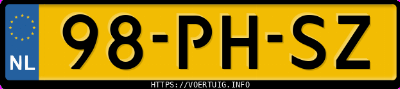 Kenteken afbeelding van 98PHSZ, zwarte Hyundai ATOS-PRIME