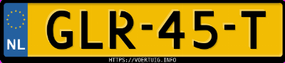Kenteken afbeelding van GLR45T, witte Hyundai Tucson