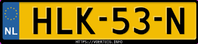 Kenteken afbeelding van HLK53N, zwarte Hyundai I20 1.2
