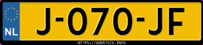 Kenteken afbeelding van J070JF, grijze Hyundai Kona 64 Kwh
