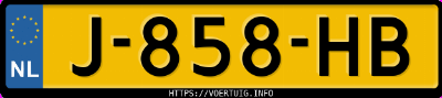 Kenteken afbeelding van J858HB, zwarte Hyundai Kona 64 Kwh
