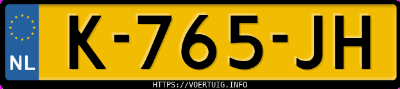 Kenteken afbeelding van K765JH, witte Hyundai Kona 64 Kwh