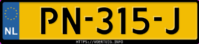 Kenteken afbeelding van PN315J, witte Hyundai I10