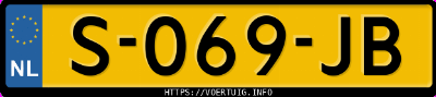 Kenteken afbeelding van S069JB, blauwe Hyundai Santa Fe