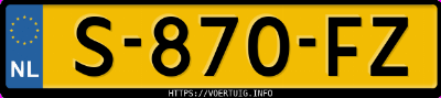 Kenteken afbeelding van S870FZ, gele Hyundai IONIQ5 Standard Range Rwd