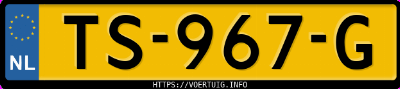 Kenteken afbeelding van TS967G, witte Hyundai I20 1.0 Tgdi