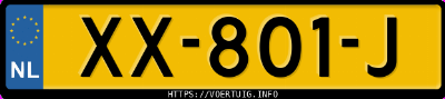 Kenteken afbeelding van XX801J, rode Hyundai I10