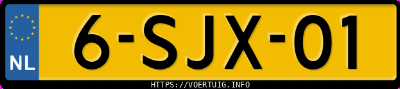 Kenteken afbeelding van 6SJX01, grijze Jaguar Xf 2.0l Ti