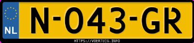 Kenteken afbeelding van N043GR, blauwe Kia EV6 Long Range Rwd