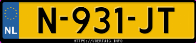 Kenteken afbeelding van N931JT, blauwe Kia EV6 Long Range Rwd