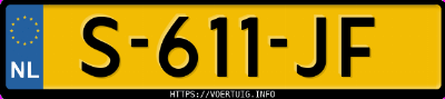 Kenteken afbeelding van S611JF, grijze Kia EV6 Standard Range Rwd