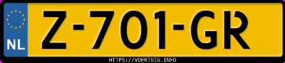 Kenteken afbeelding van Z701GR, grijze Kia EV6 Standard Range Rwd