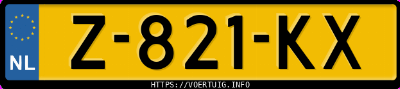 Kenteken afbeelding van Z821KX, blauwe Kia EV6 Long Range Awd