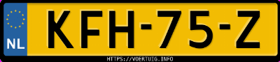 Kenteken afbeelding van KFH75Z, gele Lexus Lbx