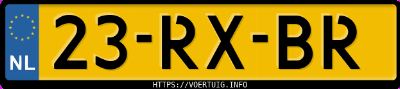 Kenteken afbeelding van 23RXBR, gele Mazda Rx-8 Renesis