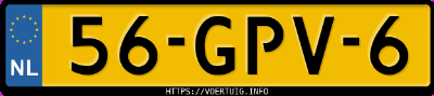 Kenteken afbeelding van 56GPV6, grijze Mazda 6 2.0