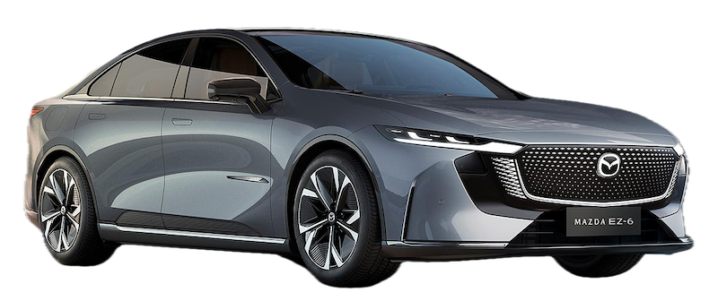 Afbeelding van JDG69P, blauwe Mazda 6E 68.8 Kwh hatchback