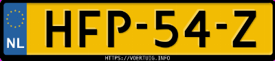 Kenteken afbeelding van HFP54Z, grijze Mazda 3 3 Skyg 122 Hb