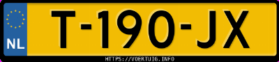 Kenteken afbeelding van T190JX, zwarte Mazda 3 3 G150 Hb