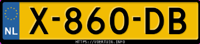 Kenteken afbeelding van X860DB, witte Mazda 2 2 E-Skyactiv-G 90