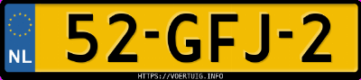 Kenteken afbeelding van 52GFJ2, zwarte Mercedes-Benz Slk 200 Kompressor K