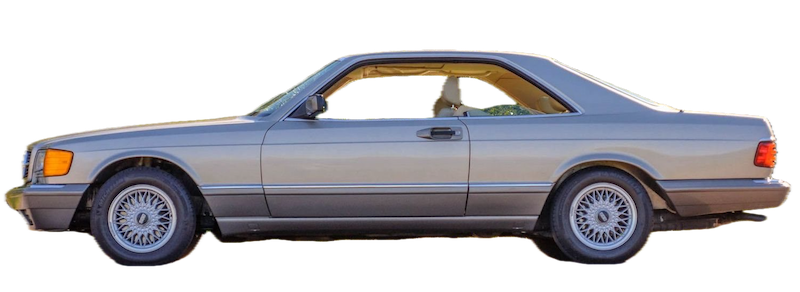 Afbeelding van 39HXJ4, grijze Mercedes-Benz 560 Sec coupé Afbeelding van 39HXJ4, grijze Mercedes-Benz 560 Sec coupé