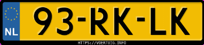 Kenteken afbeelding van 93RKLK, groene MG Rd