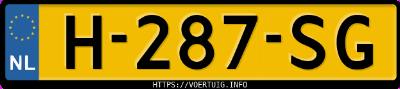 Kenteken afbeelding van H287SG, witte MG Zs Ev