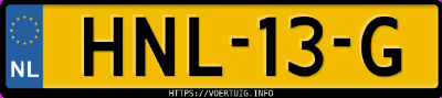 Kenteken afbeelding van HNL13G, blauwe MG S5 Ev
