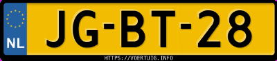 Kenteken afbeelding van JGBT28, groene MG RV8