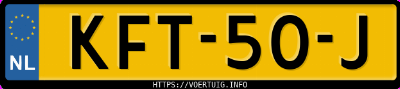 Kenteken afbeelding van KFT50J, grijze MG S9 Phev