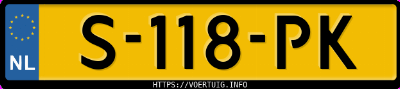 Kenteken afbeelding van S118PK, witte MG Ehs Plug-In Hybrid