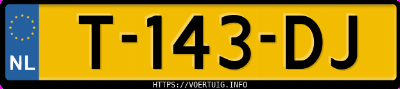 Kenteken afbeelding van T143DJ, witte MG 4 Electric 51 Kwh